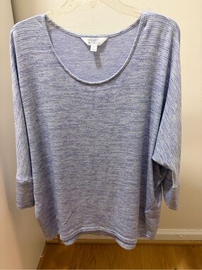 Market & Spruce Soft Light Blue Heathered Scoop Neck Dolman Top